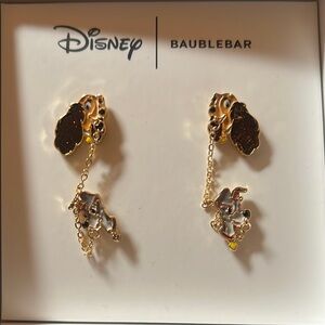 BaubleBar Disney lady and the tramp  Gold Dainty Earrings with Crystal Accents